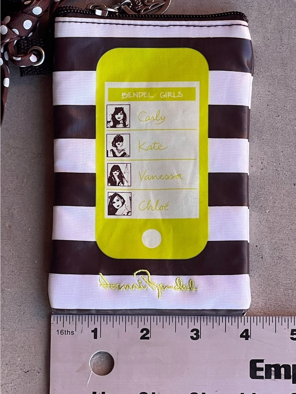 Henri Bendel To Go Tech Pouch Set 3 Brown White Stripe Laptop Tablet Phone Bags - Picture 8 of 12